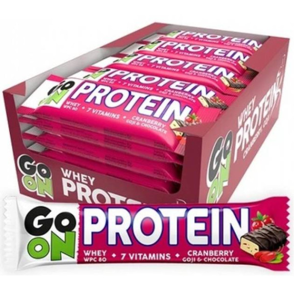 Блок Батончиків Go On PROTEIN WPC 20% Журавлина+Ягоди годжі+7 вітамін 50 г - 24 шт