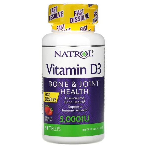 Natrol Vitamin D3 5000 IU strawberry - 90 таблеток