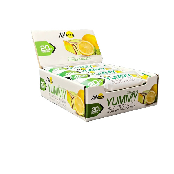 Блок батончиков FitWin YUMMY Bar 36% Без сахара, 12*55 грамм - Лимон-мохито