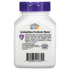 Суміш пробіотиків Ацидофілус 21st Century "Acidophilus Probiotic Blend" пробіотична суміш 4 штамів, 1 млрд КУО (100 капсул)