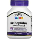 Смесь пробиотиков Ацидофилус 21st Century "Acidophilus Probiotic Blend" пробиотическая смесь 4 штаммов, 1 млрд КОЕ (100 капсул)