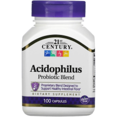 Суміш пробіотиків Ацидофілус 21st Century "Acidophilus Probiotic Blend" пробіотична суміш 4 штамів, 1 млрд КУО (100 капсул)