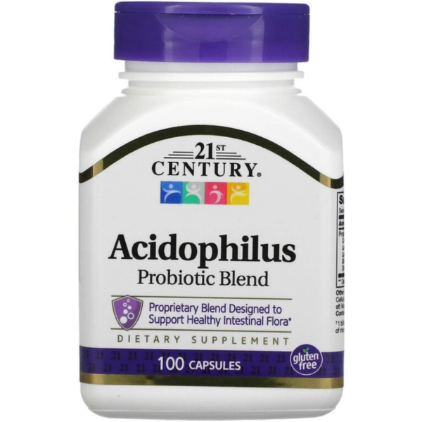 Суміш пробіотиків Ацидофілус 21st Century "Acidophilus Probiotic Blend" пробіотична суміш 4 штамів, 1 млрд КУО (100 капсул)