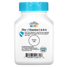 Цинк з вітамінами С і В6, 21st Century "Zinc Plus Vitamins C&B-6" смак вишні (90 жувальних таблеток)