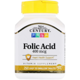 Фолієва кислота 21st Century "Folic Acid" вітамін B9, 400 мкг 250 таблеток