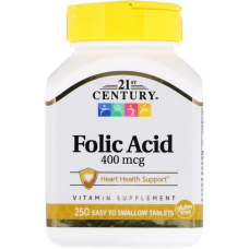 Фолиевая кислота 21st Century "Folic Acid" витамин B9, 400 мкг  250 таблеток