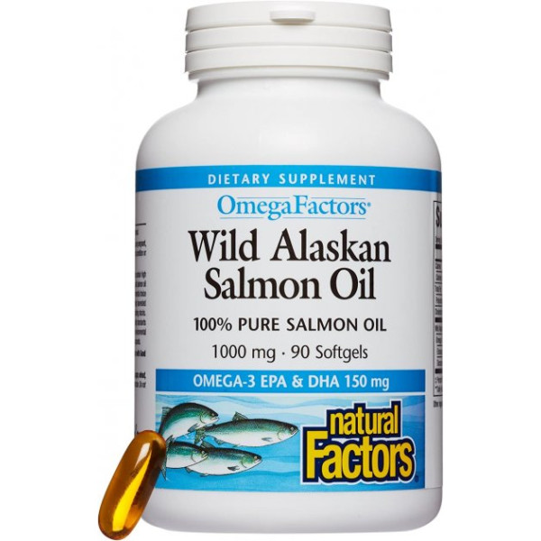 Жирні кислоти Natural Factors Wild Alaskan Salmon Oil 90 капсул