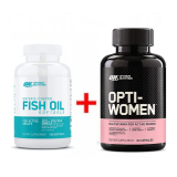 Комплект вітаміни та мінерали Optimum Nutrition Fish Oil 100 капсул + Opti-Women 60 капсул Комплект вітаміни та мінерали Optimum Nutrition Fish Oil 100 капсул + Opti-Women 60 капсул