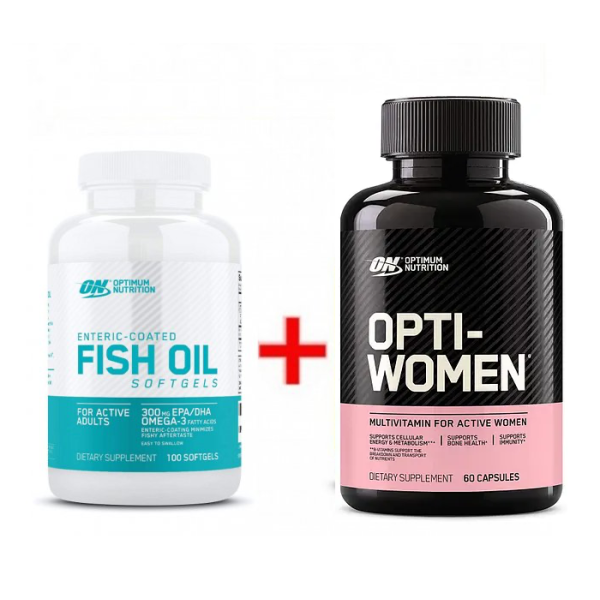 Комплект Optimum Nutrition Fish oil (100 капсул) + Optimum Nutrition Opti women (60 капсул)