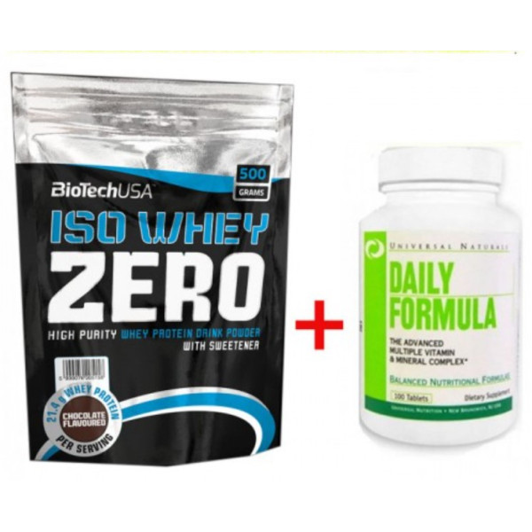 Комплект Biotech USA Iso Whey Zero (500 грамм) + DAILY FORMULA (100 tabs)