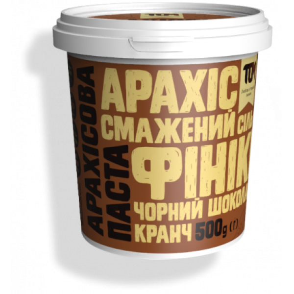 АРАХИСОВАЯ ПАСТА КРАНЧ С ЧЕРНЫМ ШОКОЛАДОМ И ФИНИКАМИ 500гр