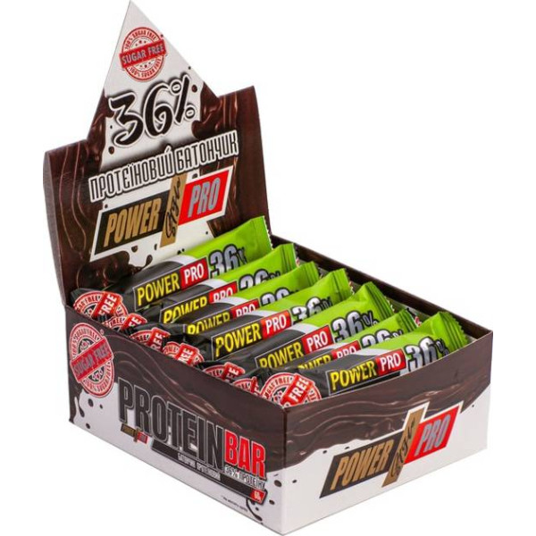 Блок Батончиків Power Pro 36% Sugar Free (Без цукру), 60 грам зі смаком Горіх 20х60 грам