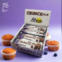 Блок Батончиків FitWin Crunch Bar 25% Чорничний мафін, 12шт по 50 грам(Без цукру)