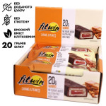 Блок Батончиків FitWin Protein Bar 33%, 12 шт x60 грам Карамель та арахіс (без цукру)