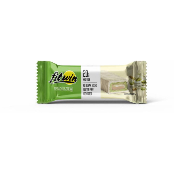 Блок Батончиків FitWin Protein Bar 33%, 12 шт x60 грам Фісташка та крем (без цукру)