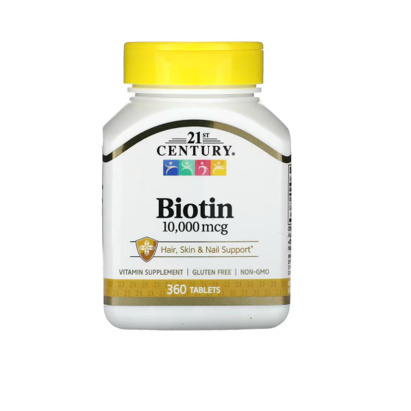 Біотин 21st Century "Biotin" вітамін B7, 10000 мкг (360 таблеток)