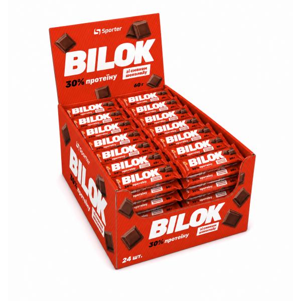 Блок Протеїнових батончиків Sporter Bilok 30% протеїну - 24 шт 60 г Шоколад