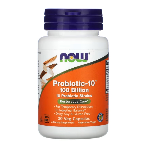 Пробиотики и пребиотики NOW Probiotic-10 100 billion, 30 вегакапсул