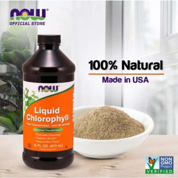 Рідкий хлорофіл, Liquid Chlorophyll, м'ятний смак, натуральна добавка Now Foods 473 мл. (Хлорофіл рідкий з м'ятним смаком)