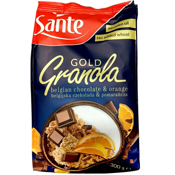 Заменитель питания Гранола, Granola Gold, Sante 300г Шоколад с апельсином