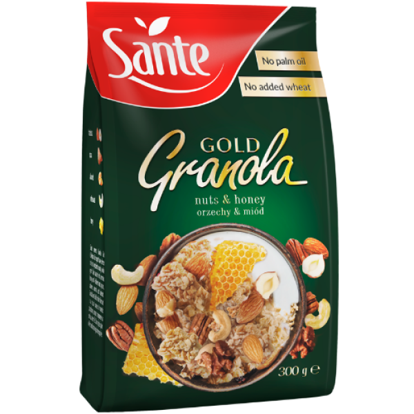 Замінник живлення Гранола, Granola Gold, Sante 300г Суміш горіхів з медом