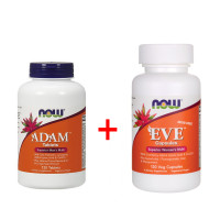 Комплект  мультивитамин для мужчин и женщин NOW Foods Adam 120 табл + EVE 120 капс