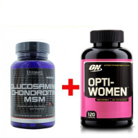 Комплект Glucosamine Chondroitin MSM (90 таблетс) + Opti-women 120 капс