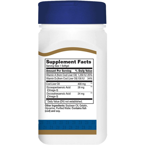 21st Century Norwegian Cod Liver Oil 400 mg (110 гелевих капсул)