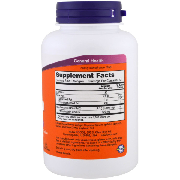 Біодобавка Лецитин NOW foods Lecithin 1200 mg (100 капсул)
