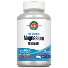 Магній Магній гліцинат, Magnesium Glycinate, KAL, висока абсорбція, 90 гелевих капсул