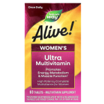 Поливитамины для женщин Nature's Way, Alive! "Once Daily Women's Ultra Potency" витамины и минералы с овощами, фруктами и травами 60 таблеток