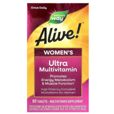 Полівітаміни для жінок Nature's Way, Alive! "Once Daily Women's Ultra Potency" вітаміни та мінерали з овочами, фруктами та травами 60 таблеток