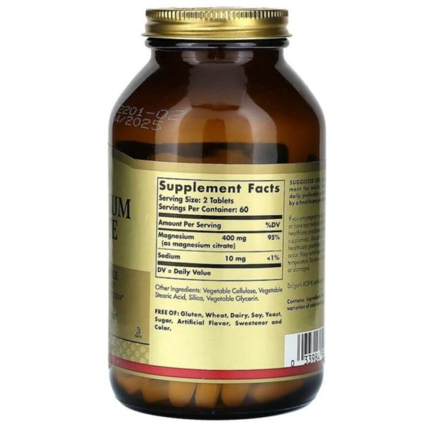 Цитрат магнію Solgar, Magnesium Citrate, 120 таблеток