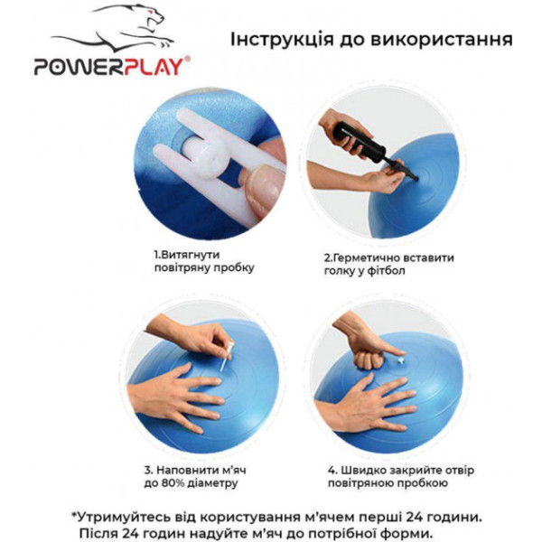 М'яч гімнастичний PowerPlay 4001 Mint 65 см + насос