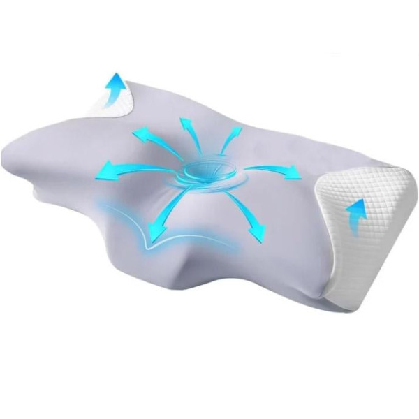 Подушка-ортопедична анатомічна з місцем для рук "Метелик" Ergo Sleep Memory Pillow гіпоалергенна м'яка з ефектом пам'яті для сну на боці спині та животі з наволочкою на блискавці 61х34х12 см