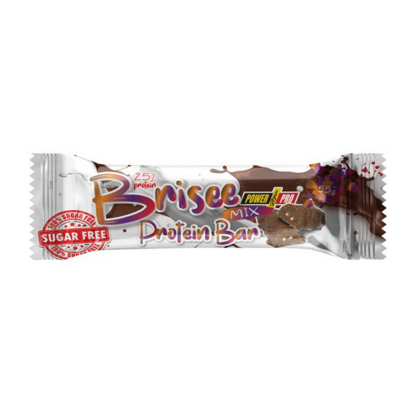 Батончик Power Pro 25% Brisee Protein Bar Sugar Free (БЕЗ ЦУКРУ) - Мікс смаку 55 грам