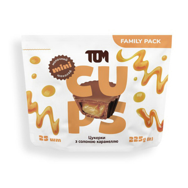 Конфеты с соленой карамелью TOM PEANUT BUTTER КОНФЕРКИ С СОЛОНОЙ КАМЕЛЬЮ - FAMILY PACK - 225 грамм