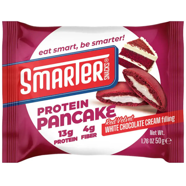 Протеиновые панкейки Smarter Snacks Cocoa Pancake Protein 55 г "Красный бархат" белый шоколад (Protein Red Velvet Pancake) - 55г (без сахара)