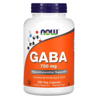 Гамма-аміномасляна кислота NOW Foods GABA 750 mg (200 veg капсули)