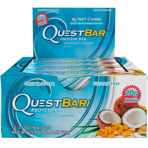 Блок батончиков Quest Protein Bar кокос кешью (60 грамм) - 12 шт