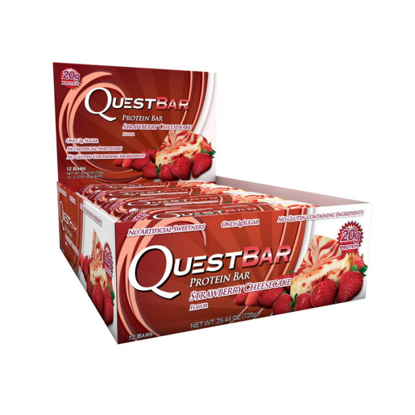 Блок батончиков Quest Protein Bar клубничный чизкейк (60 грамм) - 12 шт