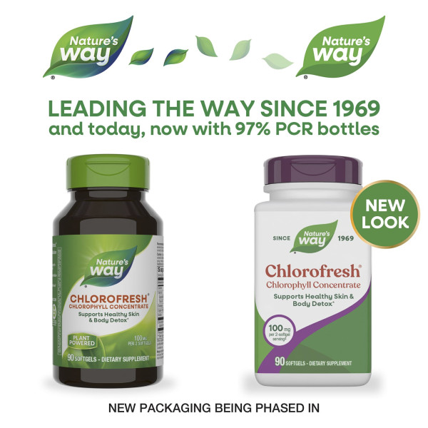 Хлорофилл Nature's Way "Chlorofresh Chlorophyll Concentrate" концентрированный, 100 мг (90 гелевых капсул)