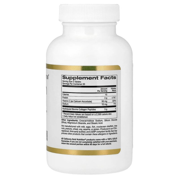 Гидролизованный коллаген типов 1 и 3 California Gold Nutrition гидролизованный коллаген типов I и III 3000мг 60 таблеток (1000 мг в 1 таблетке)