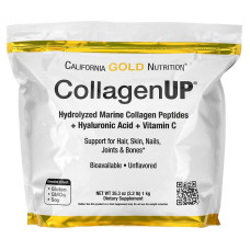 Морський колаген-пептид California GOLD Nutrition, CollagenUP, з гіалуронкою та вітаміном C, 1000 грам (1кг)