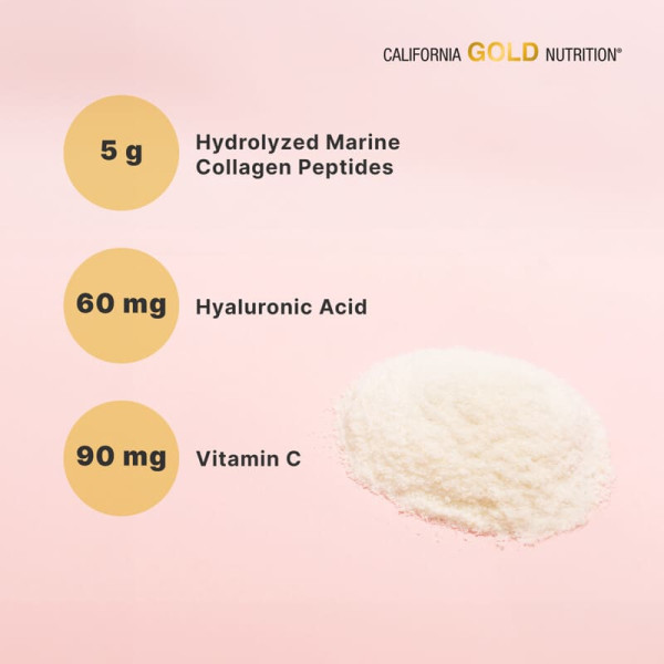 Морський колаген-пептид California GOLD Nutrition, CollagenUP, з гіалуронкою та вітаміном C, 1000 грам (1кг)