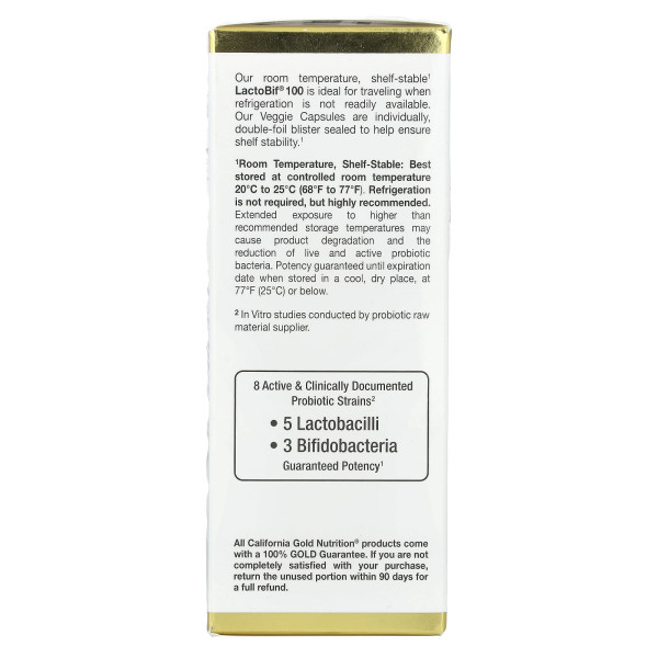 Пробиотики, LactoBif, 100 млрд КОЕ, California Gold Nutrition, 60 растительных капсул