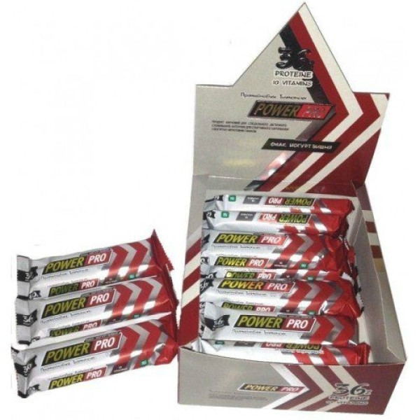 Блок батончиков Power Pro ЙОГУРТ-ВИШНЯ 36% (60 грамм) - 20 шт