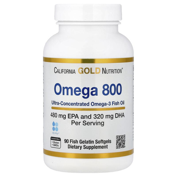 Концентрат рыбьего жира California Gold Nutrition Omega 800, 90 рыбных капсул