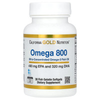 Концентрат рыбьего жира California Gold Nutrition Omega 800, 30 рыбных капсул