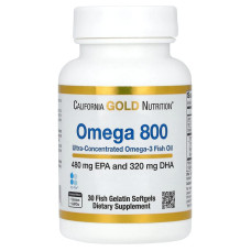 Концентрат рыбьего жира California Gold Nutrition Omega 800, 30 рыбных капсул